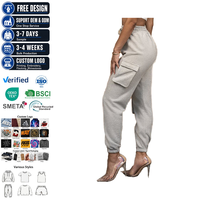Pantalon de survêtement cargo athleisure avec taille élastique, poches à rabat, détail de couture latérale, couleur unie, coupe ample et fuselée pour le streetwear
