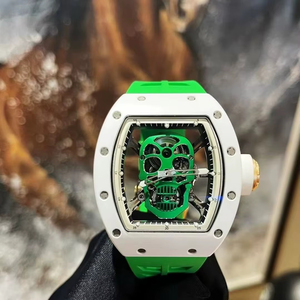 Customized Hip-hop 5201 White Ceramic Skeleton Tourbillon Hollow Dial High-end Men's Commuting Social Mechanical <b>Watch</b> - Product Image 2