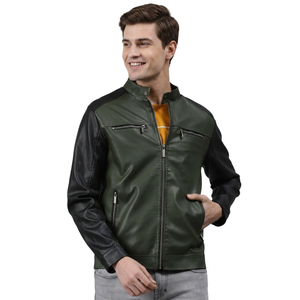 <b>Men</b> Autumn Three Button <b>White</b> Handsome Casual Leather Bomber <b>Jacket</b> O-neck Youth Coat Tops Leather <b>Jackets</b> For <b>Men</b> - Product Image 3