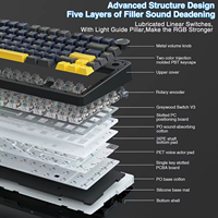 Clavier mécanique programmable personnalisé AULA F75, branchement à chaud, sans fil, triple mode, rétroéclairage RVB, USB Type-C, clavier anti-éclaboussures