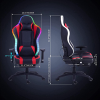 Chaise de jeu inclinable à barre lumineuse LED RGB au design moderne, en cuir PU, vente en gros d'usine, échantillon gratuit pour le bureau et les joueurs