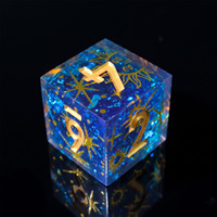 Dés en résine à bords vifs personnalisés D6 faits à la main, thème Céleste Soleil Lune Étoile pour jeux de table RPG, Donjons et Dragons L8-D6