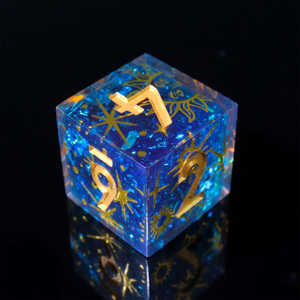 Dés en résine à bords vifs personnalisés D6 faits à la main, thème Céleste Soleil Lune Étoile pour jeux de table RPG, Donjons et Dragons L8-D6 - Product Image 1