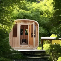 Sauna Exterior para 4 Personas, Cubo de Madera, Sauna de Cedro Rojo Canadiense, Sauna de Vapor Seco para Jardín Exterior