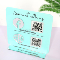 Panneau de Table avec Logo miroir en acrylique, panneau d'affaires de médias sociaux, Laser, mignon, Code Qr, Plaque de support