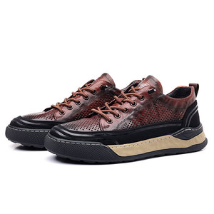 Baskets décontractées tendance pour hommes, collection automne 2025, motif cuir vieilli, style sport polyvalent avec fermeture à lacets et doublure en maille - Product Image 3