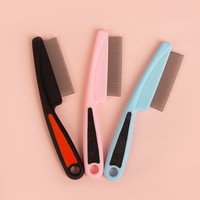 Peigne spécial à dents fines en acier inoxydable Peigne pour animaux de compagnie écologique pour chien chat Outil d'épilation en plastique