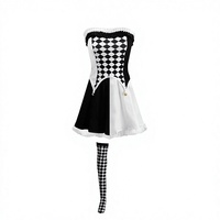 Costume de Harlequin Maléfique pour Adultes S-XL, Robe de Clown Vampire pour Film TV, Tenue de Diable Halloween, Robe de Harlequin à Carreaux pour Cosplay