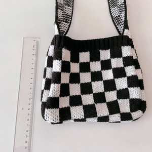 Bolso de punto geométrico de moda para mujer, bolso de compras tejido hecho a mano para mujer, bolso de mano con diseño de cadena, bandolera de hombro - Product Image 5