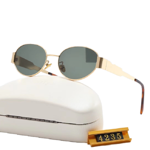 Lunettes de soleil rétro concaves 2025 en gros pour femmes, monture dorée, style vintage, verres elliptiques creux, protection UV400 en PC - Product Image 5