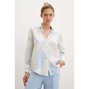 Chemise boutonnée en popeline bleue imprimée pour femme Vince Camuto, tenue décontractée pour tous les jours - Product Image 1