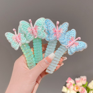PFT Elastico per <span class=keywords><strong>capelli</strong></span> in plastica per <span class=keywords><strong>bambina</strong></span>, con farfalla ricamata, a spirale, doppio, per <span class=keywords><strong>trecce</strong></span> e fermacoda - Product Image 1