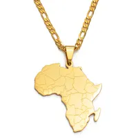 Hip-hop Stil Afrika Karte Anhänger Halsketten Gold Farbe Schmuck Für Frauen Männer