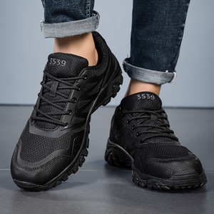 Zapatos de Senderismo Antideslizantes para Hombre, Totalmente Negros, con Malla Transpirable y Suela de Goma Resistente al Desgaste, Zapatillas de Trekking para Exteriores - Product Image 4