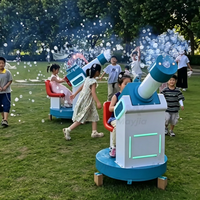 Máquina Interactiva de Burbujas de Humo, Equipo de Juegos Infantiles con Luces LED, Atracciones de Diversión al Aire Libre que Funcionan con Monedas