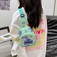 Sac de poitrine léger en nylon à fermeture éclair pour enfants, motif Stitch, avec compartiment pour ordinateur portable, sac de voyage bandoulière pour garçons et filles de maternelle