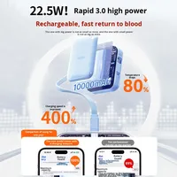 Nouvelle mini batterie externe avec câble rapide 22,5 W, charge ultra rapide, affichage numérique, 10000 mAh, mini batterie externe