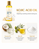 Huile d'acide kojique biologique à étiquette privée, huile de massage corporel éclaircissante, élimine les taches brunes et hydrate le visage, soin de la peau OEM 200 ml
