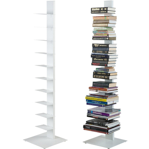 Aurorize Metal Spine Book Tower,Modern Vertical Bookshelf Tower,Floor-to-Ceiling Invisible Bookshelf,for Home Office,Living Room,Bedroom,Kitchen,Gold-13.7x11x45.2in - View #4