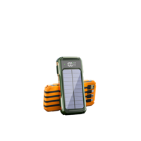 Banque d'énergie solaire étanche de grande capacité avec câbles intégrés 10000mah 20000mah charge rapide universelle CE ROHS FCC noir/rouge