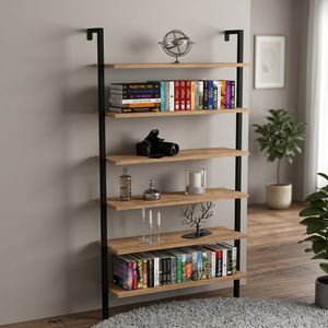 Book Case <b>Bookshelf</b> 6 Tier <b>Bookshelf</b> Metal Wood <b>Bookshelf</b> Freestanding <b>Bookshelf</b> Open <b>Bookshelf</b> Display Shelf Storage - Product Image 3