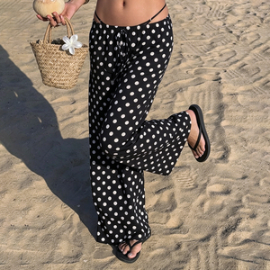 Pantalon de plage taille basse à pois style Y2K, décontracté et ample, streetwear pour femme, vente en gros - Product Image 5