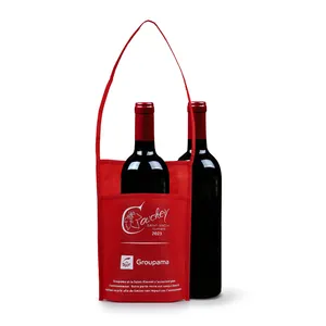 Grosir Pemasok profesional menangani kantong anggur non-tenun dengan pola huruf kualitas sangat baik dengan harga murah