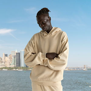 Sweat à capuche surdimensionné Streetwear imprimé bouffant coupe courte pour homme Logo personnalisé Tissu anti-rides en coton éponge brodé - Product Image 4