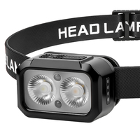 Linterna Frontal Recargable Asafee con Sensor, Doble Fuente de Luz, Mini Linterna LED Portátil Multifunción de Bolsillo, IPX4, 400 Lúmenes, con Sensor de Movimiento