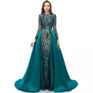 <span class=keywords><strong>Robe</strong></span> longue sirène verte à manches longues et col carré en dentelle illusion, Nouvelle collection Printemps-Été 2026, Style Européen-Américain pour le Commerce Extérieur - Product Image 5