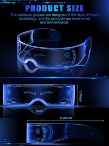 Gafas de Sol Luminosas RGB LED Estilo Cyberpunk Neon-Glo, Visera Acrílica, Alimentadas por Batería, Portátiles, Gran Venta para Halloween - Product Image 2