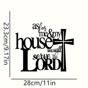 Decoración <span class=keywords><strong>de</strong></span> Pared con Cruz <span class=keywords><strong>de</strong></span> Metal Personalizada con <span class=keywords><strong>la</strong></span> Frase 'A mí y a mi <span class=keywords><strong>casa</strong></span> serviremos al Señor', Arte Religioso Cristiano para Decoración del Hogar, <span class=keywords><strong>Iglesia</strong></span> u Oficina - Product Image 6