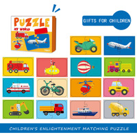 Puzzle d'association pour enfants 16 pièces, puzzle éducatif précoce pour tout-petits, thème fruits, véhicules, animaux, puzzle d'éveil pour enfants