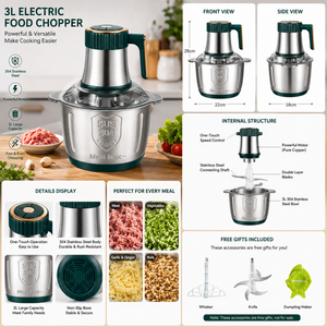<span class=keywords><strong>Picadora</strong></span> <span class=keywords><strong>de</strong></span> Alimentos para Cocina, Molinillo Eléctrico <span class=keywords><strong>de</strong></span> Acero Inoxidable <span class=keywords><strong>de</strong></span> 2~5L, <span class=keywords><strong>Picadora</strong></span> <span class=keywords><strong>de</strong></span> <span class=keywords><strong>Carne</strong></span> Automática Pequeña para el Hogar - Product Image 6