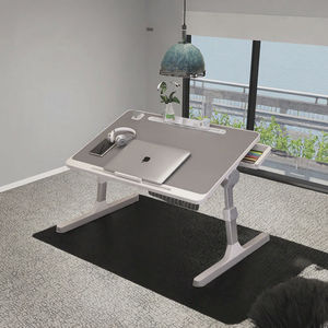 휴대용 접이식 PU 가죽 데스크탑 독서 테이블 나무 노트북 컴퓨터 책상 침실용 리프팅 침대 기능 포함 - Product Image 5