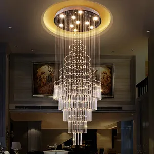 北欧酒店悬挂大型长客厅楼梯水晶灯发光二极管现代天花板水晶豪华吊灯吊灯