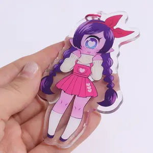 Novo fornecedor de design personalizado chaveiro holográfico personalizado anime estrela epóxi glitter holograma acrílico charme