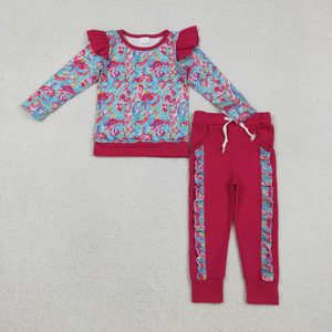 Conjunto de Ropa para Niñas con Blusa de Flores, Volantes y Bolsillos, y Pantalones - Product Image 2