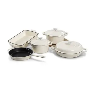 Набор эмалированных кухонных кастрюль белого цвета под заказ, популярный набор посуды, эмалированный чугунный набор посуды