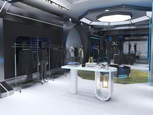 Royal Retro Green Clothing Display Stand Led Light Bronce Metal Display Rack con ruedas para la decoración de la tienda de ropa - Product Image 6