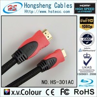 Câble HDTV en maille rouge de 15 mètres avec double noyau de ferrite, longueur complète pour ordinateur personnel
