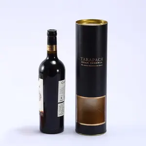 Custom paper round cylinder tube champagne bottle packaging wine gift box with window