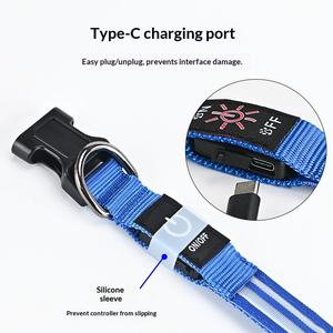Mayorista de accesorios para mascotas: Collares luminosos de nailon de lujo para perros y gatos, recargables por USB - Product Image 4