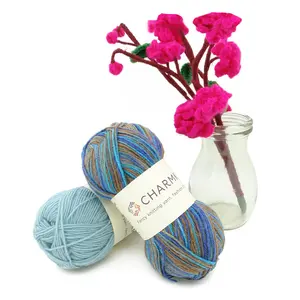 Charmkey solid color printed 75% superwash wool blended 25% nylon sock yarn for hand knitting socks free sample