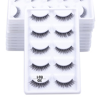 5 paires de faux cils 3D en vison synthétique, naturels, longs, réutilisables, accessoires de maquillage H13 Cat