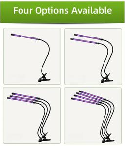 Luz LED de Crecimiento para Plantas de Interior con Carga USB, Jardín Inteligente, Multi-Cabezal Ajustable, Espectro Completo, 3 Modos, Rojo y Azul, con Clip - Product Image 4