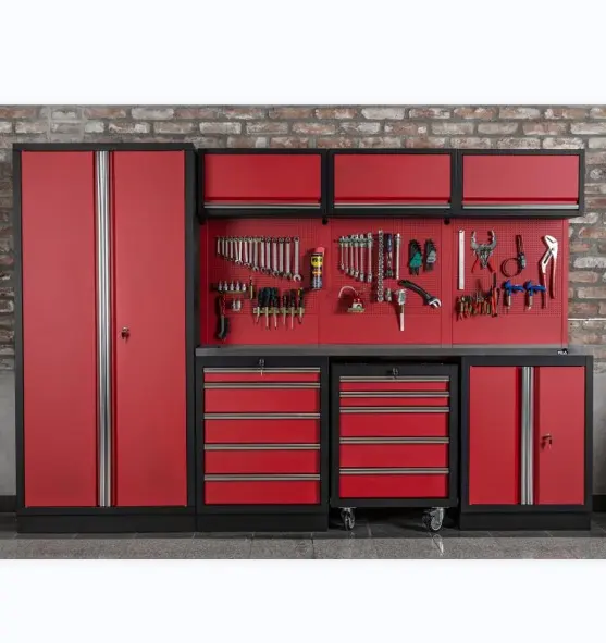 L'armoire de garage robuste la plus populaire Boîte de rangement pour outils en acier inoxydable Armoires pour outils en métal pour garage