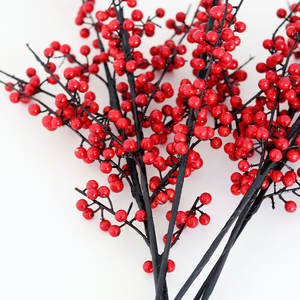 Arreglo Floral de Bayas Rojas Artificiales, Fruta de la Fortuna de América del Norte, Decoración Navideña de Alta Simulación para Sala de Estar - Product Image 4