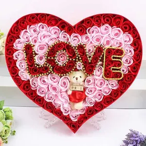 Kotak hadiah bunga sabun mawar cinta kreatif grosir hadiah Natal Hari Valentine mawar untuk hadiah ulang tahun pacar
