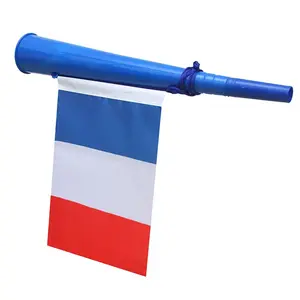 Cheering Product Individual Package 14*21cm Cheaper Price France Logo Football Loud Noise Maker Fan Horn With Flag